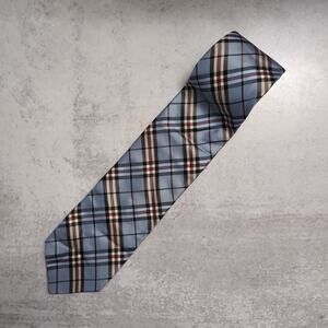 FRANGI Men's Silk Plaid Necktie Blue Burgundy Black Italy Luxury Woven Business
